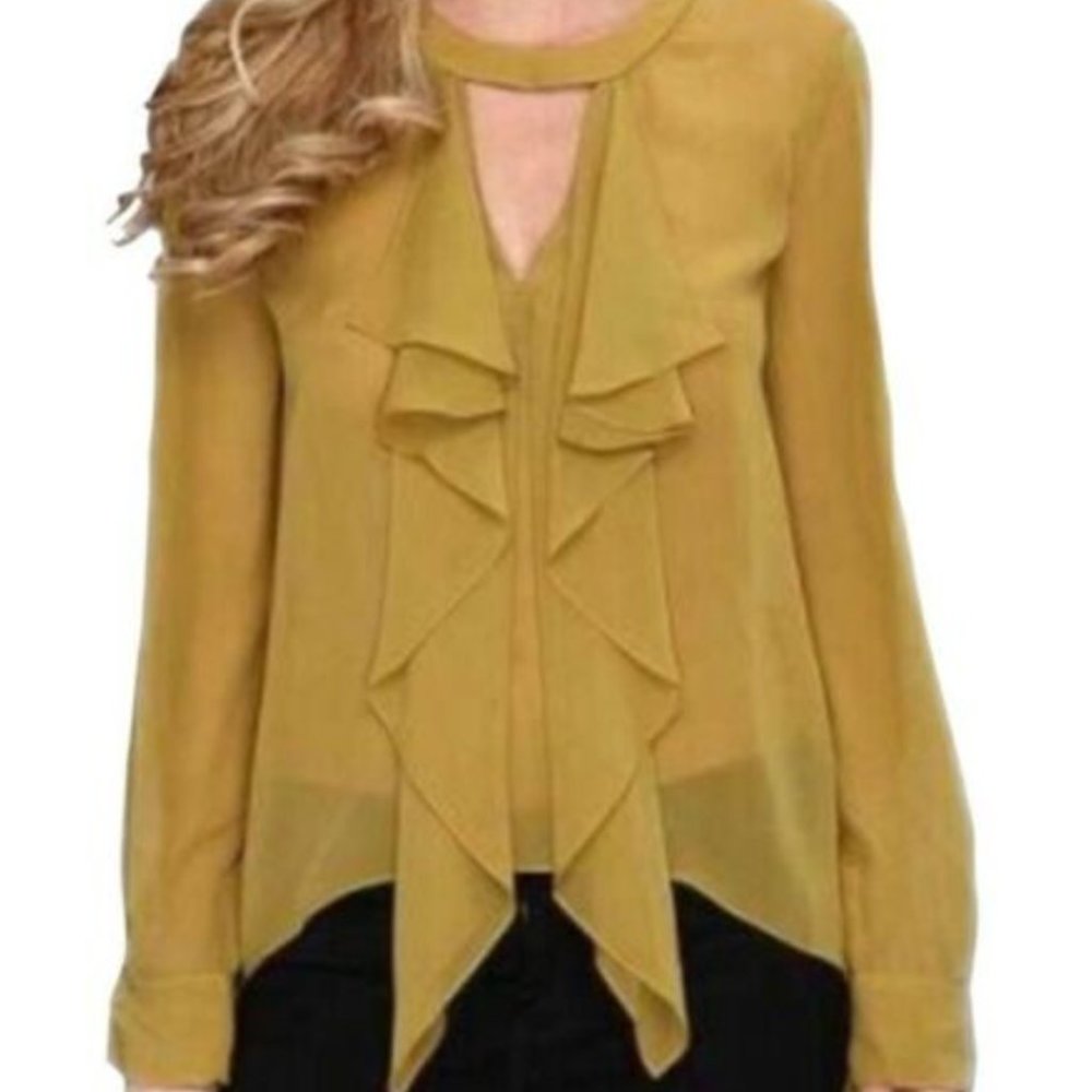 Enya Ruffle Choker Chiffon Long Sleeve Top